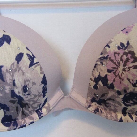 Victoria Secret Biofit Demi Uplift Purple Floral Bra 32C - Picture 3 of 6